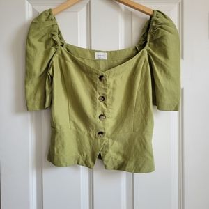 Aritzia poof sleeve blouse size M